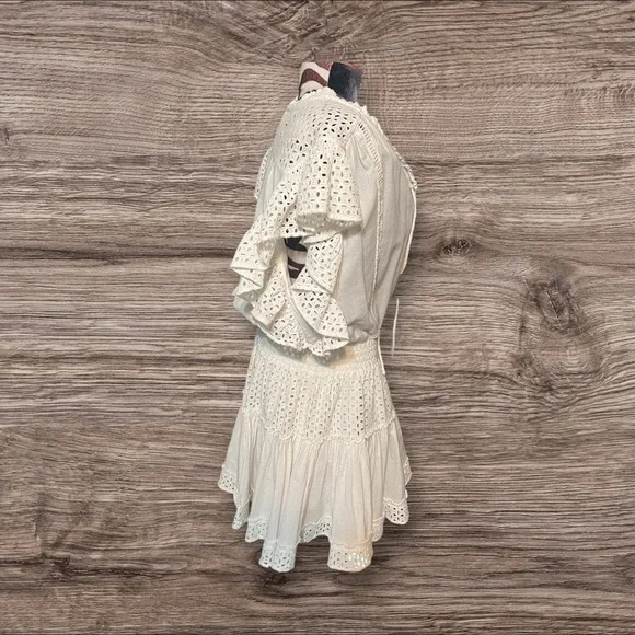 Misa Los Angeles Sarika Mini Dress White Flutter Sleeve Size Small - Picture 3 of 5